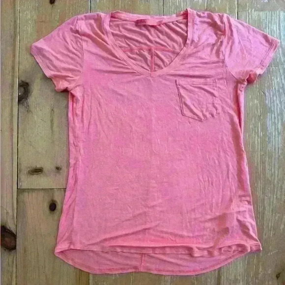 Prana Tops - Prana Pink Stretchy Short Sleeve V Neck Shirt Size XS